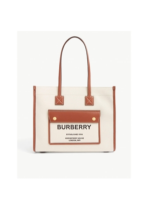 Womens Burberry Logo-Print Cotton-Canvas Tote Bag