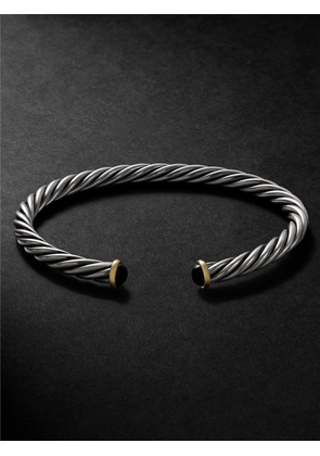 David Yurman - Cable Sterling Silver and 14-Karat Gold Onyx Cuff - Men - Silver - M