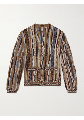 KAPITAL - Gaudy Intarsia Bouclé Cardigan - Men - Brown - 3