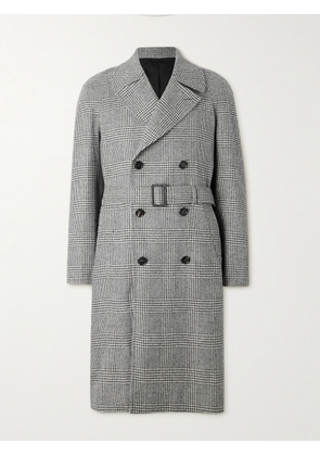 De Petrillo - D'Avalos Double-Breasted Prince of Wales Checked Alpaca Overcoat - Men - Black - IT 46