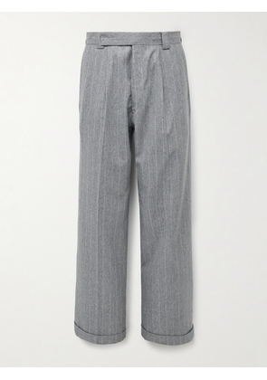 Kaptain Sunshine - Tapered Pleated Striped Wool-Flannel Suit Trousers - Men - Gray - 1