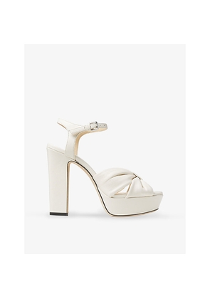 Womens Jimmy Choo Heloise 120 Knotted-Strap Leather Platform Heels