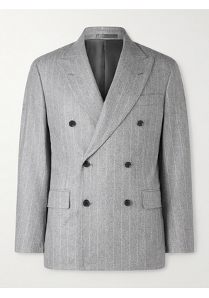 Kaptain Sunshine - Double-Breasted Pinstriped Wool Suit Jacket - Men - Gray - 1