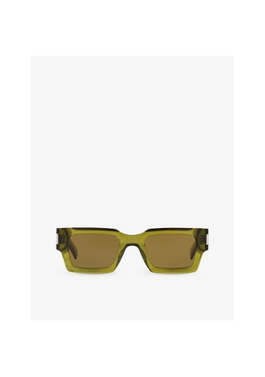 Saint Laurent Ys000459 Rectangle-Frame Acetate Sunglasses