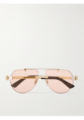 Bottega Veneta - Aviator-Style Gold- and Silver-Tone Sunglasses - Men - Silver