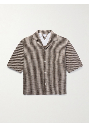 Bottega Veneta - Camp-Collar Checked Woven Shirt - Men - Brown - IT 48