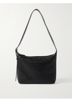 Bottega Veneta - Small Traveler Intrecciato Full-Grain Leather Messenger Bag - Men - Black