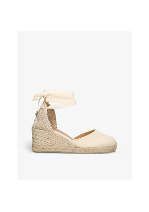 Womens Castaner Carina Self-Tie Canvas Wedge Espadrilles
