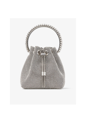 Womens Jimmy Choo Bon Bon Crystal-Embellished Mesh Top-Handle Bag