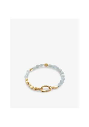 Womens Monica Vinader Rio 18ct Yellow Gold-Plated Vermeil Sterling-Silver and Aquamarine Beaded Bracelet