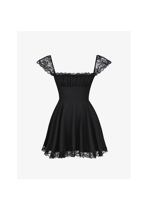 Womens House of CB Kaia Square-Neck A-Line Woven Mini Dress