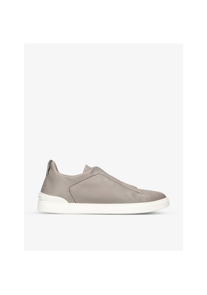Zegna X3 Stitch Secondskin Cashmere Leather Low-Top Trainers