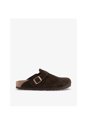 Womens Birkenstock Boston Logo-Embossed Suede Clogs