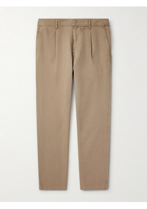 Mr P. - Daniel Tapered Pleated Organic Cotton-Canvas Trousers - Men - Brown - 28