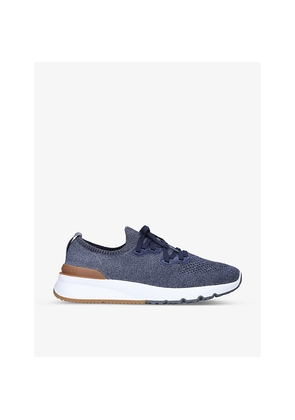 Mens Brunello Cucinelli Brand-Embossed Knitted Low-Top Trainers