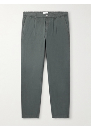 Mr P. - Daniel Tapered Pleated Organic Cotton-Canvas Trousers - Men - Gray - 28