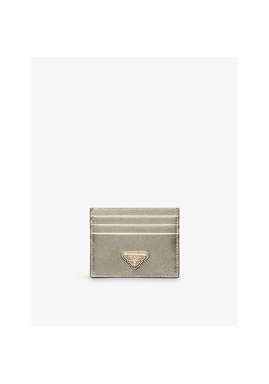 Womens Prada Logo-Plaque Saffiano Leather Card Holder
