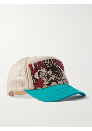 KAPITAL - Life Kapriccio Mesh-Trimmed Printed Scuba Trucker Cap - Men - Blue