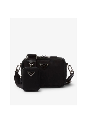Mens Prada Brique Leather and Nylon Shoulder Bag