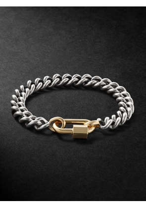 Marla Aaron - MiniMega Chubby Medium Lock Sterling Silver and 14-Karat Gold Chain Bracelet - Men - Silver - 7