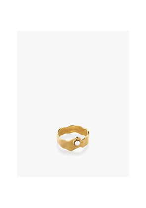 Womens Monica Vinader Capri Button 18ct Yellow Gold-Plated Vermeil Sterling-Silver and Pearl Ring