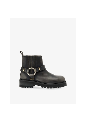 Womens Allsaints Maddie D-Ring Leather Biker Boots