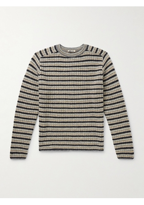 Auralee - Striped Shetland Wool and Cashmere-Blend Sweater - Men - Gray - 3