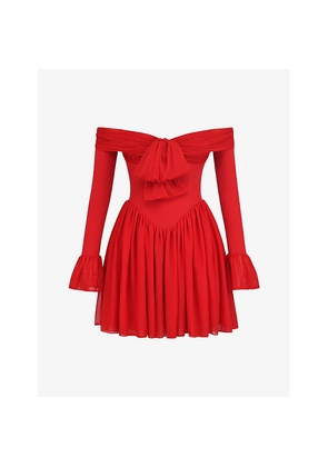 Womens House of CB Alana Off-The-Shoulder Stretch-Woven Mini Dress