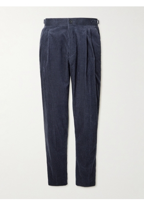 Mr P. - Slim-Fit Straight-Leg Cotton and Cashmere-Blend Corduroy Tuxedo Trousers - Men - Blue - 28