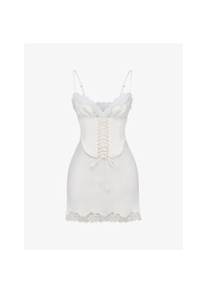 Womens House of CB Soraya Lace-Trimmed Satin Mini Dress