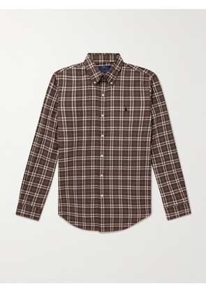 Polo Ralph Lauren - Button-Down Checked Logo-Embroidered Cotton Shirt - Men - Brown - M