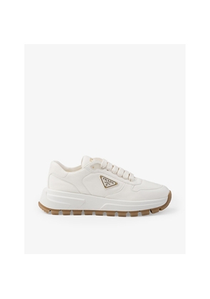 Womens Prada Brand-Plaque Leather Low-Top Trainers