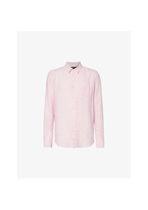 Mens Vilebrequin Caroubis Brand-Embroidered Linen Shirt