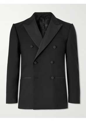 Mr P. - Double-Breasted Slim-Fit Satin-Trimmed Virgin Wool-Twill Tuxedo Jacket - Men - Black - 36
