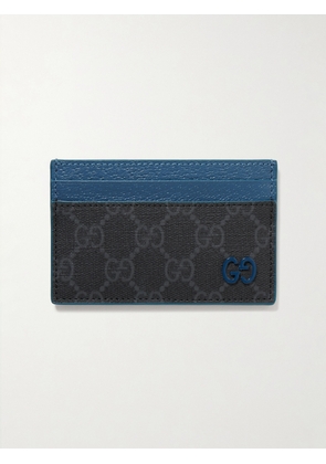Gucci - GG Supreme Monogrammed Coated-Canvas and Full-Grain Leather Cardholder - Men - Black