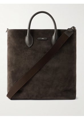 Mr P. - Full Grain Leather-Trimmed Suede Tote - Men - Brown
