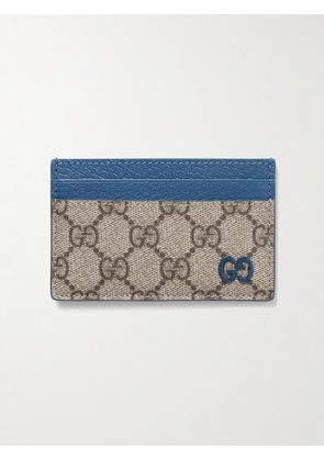 Gucci - GG Supreme Monogrammed Coated-Canvas and Full-Grain Leather Cardholder - Men - Brown