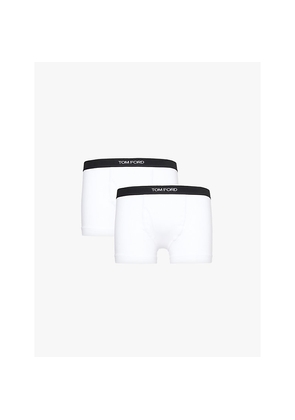 Mens Tom Ford Branded-Waistband Pack Of Two Stretch-Cotton Trunks