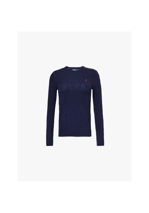 Womens Polo Ralph Lauren Logo-Embroidered Cable-Knit Wool and Cashmere Jumper