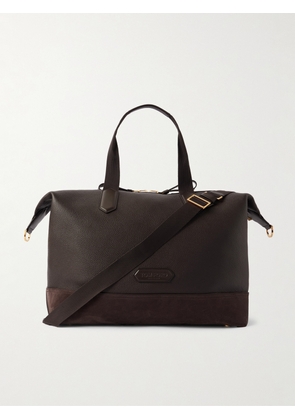 TOM FORD - Suede-Trimmed Full-Grain Leather Weekend Bag - Men - Brown