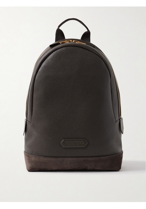 TOM FORD - Suede-Trimmed Full-Grain Leather Backpack - Men - Brown