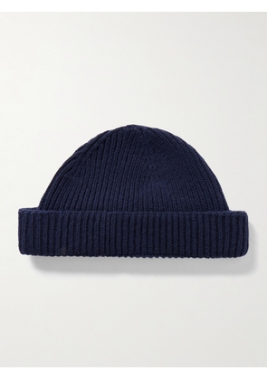 John Smedley - Oram Ribbed Recycled-Cashmere and Merino Wool-Blend Beanie - Men - Blue