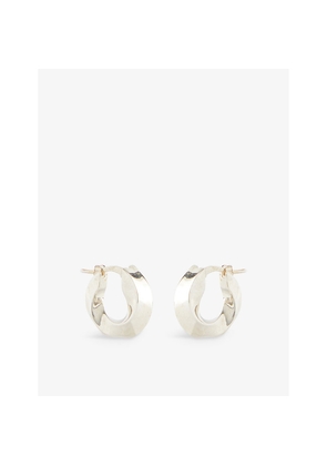 Womens Bottega Veneta Wave Triangle Silver Hoop Earrings