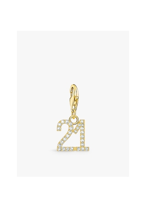 Womens Thomas Sabo '21' 18ct Yellow Gold-Plated 925 Sterling-Silver and Zirconia Pendant Charm