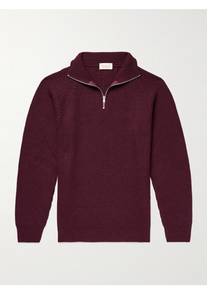 John Smedley - Ryker Ribbed Recycled-Cashmere and Wool-Blend Half-Zip Sweater - Men - Red - S