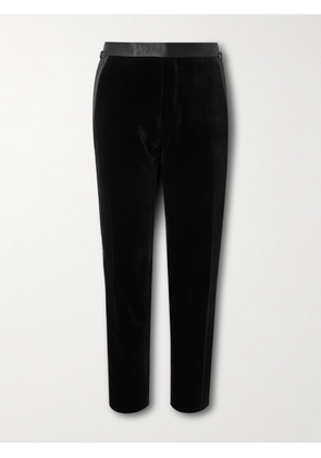 TOM FORD - Straight-Leg Satin-Trimmed Velvet Tuxedo Trousers - Men - Black - IT 46