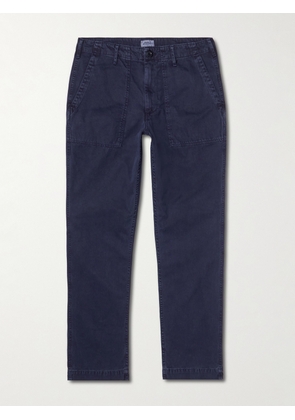 Hartford - Fatigue Straight-Leg Garment-Dyed Herringbone Cotton-Gabardine Trousers - Men - Blue - IT 46