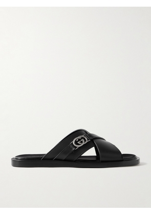 Gucci - Maverik Logo-Embellished Leather Sandals - Men - Black - UK 7