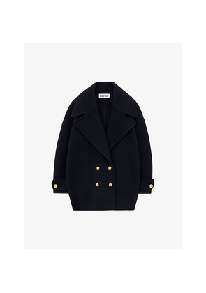 Womens Loewe Pebble Button-Embellished Wool Coat