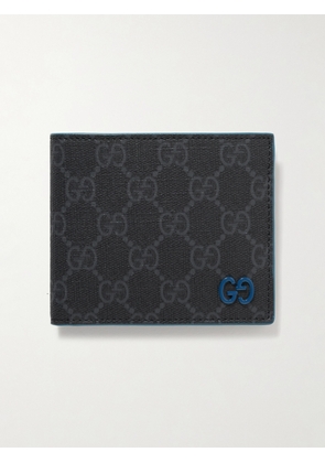 Gucci - GG Supreme Monogrammed Coated-Canvas and Full-Grain Leather Billfold Wallet - Men - Black